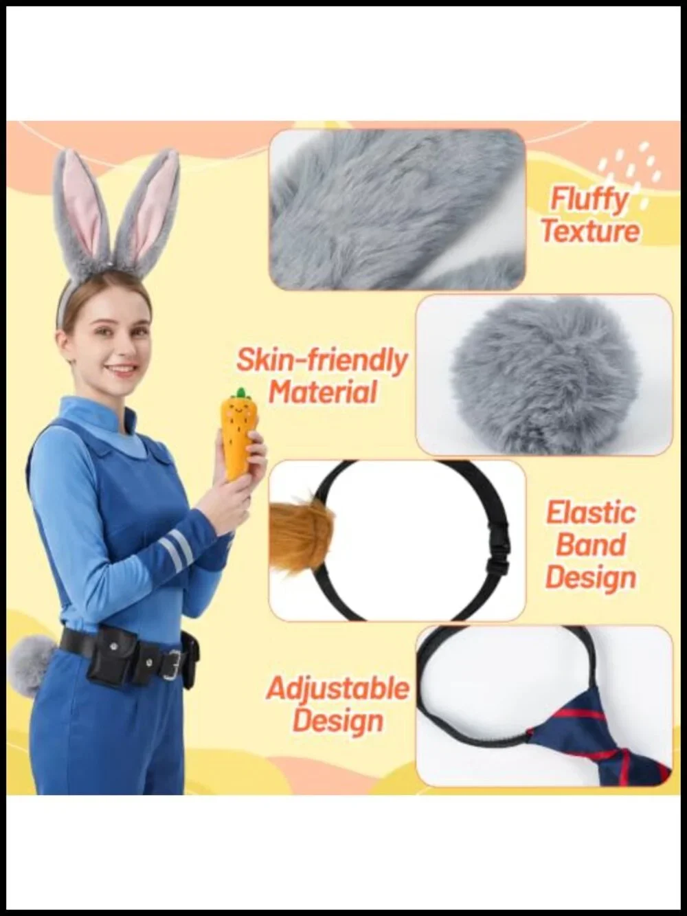 Halloween Animal Costume Set with Bunny Fox Ears Headband Tails Accessories